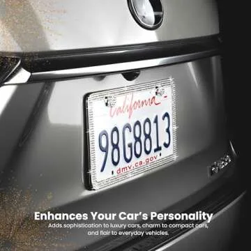 SunplusTrade Bling License Plate Frame for Women 2 Pack Sparkly License Plate Frames Bedazzled Diamond Rhinestone Crystals (Silver)