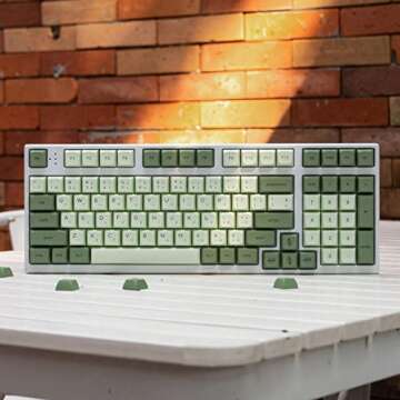 Mintcaps PBT Japanese Keycaps Matcha Green XDA Profile Cute Keycaps Set 124 Keys Custom Dye-Sub Keyb...