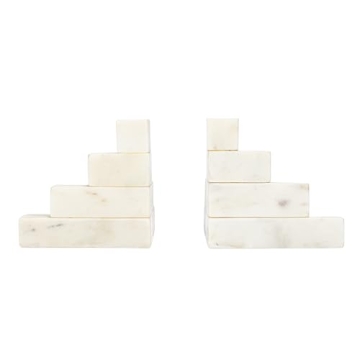 Bloomingville Decorative White Marble Bookends, Set of 2