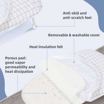 STORAGE MANIAC Tabletop Ironing Board with Folding Legs, Extra Wide Countertop Ironing Board with Cotton Cover, Portable Mini Ironing Board for Sewing, Craft Room, Household, Dorm, White