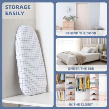 STORAGE MANIAC Tabletop Ironing Board with Folding Legs, Extra Wide Countertop Ironing Board with Cotton Cover, Portable Mini Ironing Board for Sewing, Craft Room, Household, Dorm, White