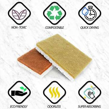 Durable Eco-Friendly Natural Sponges - Unscented 8 Pack