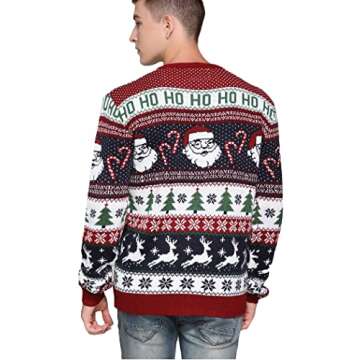 Men's Ugly Christmas Sweater Rudolph Reindeer Holiday Festive Knitted Cardigan Cute Pullover Jumper ...