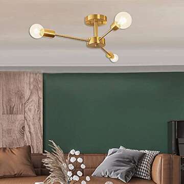 Luxuypon Gold Sputnik Chandelier Ceiling Light Fixture
