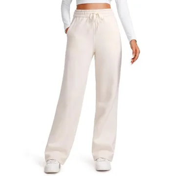 CRZ YOGA Cotton Fleece Lined Sweatpants Women 30" Straight Leg Casual Lounge Sweat Pants for Women W...