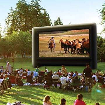 XHYCPY 20 Feet Inflatable Projector Screen Outdoor Inflatable Movie Screen with Air Blower Storage B...