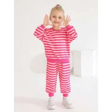 URMAGIC Toddler Girls Clothes Set Long-Sleeved Stripe Sweatshirts Top with Pants 2-Pcs Kids Fall Win...