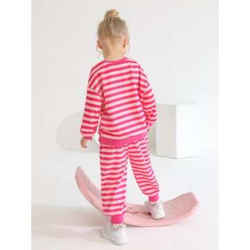 URMAGIC Toddler Girls Clothes Set Long-Sleeved Stripe Sweatshirts Top with Pants 2-Pcs Kids Fall Winter Outfits