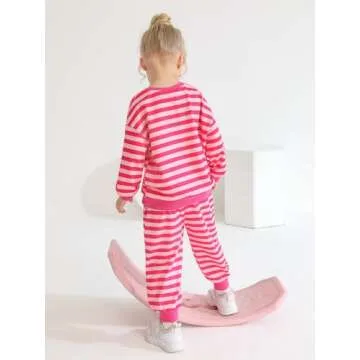URMAGIC Toddler Girls Clothes Set Long-Sleeved Stripe Sweatshirts Top with Pants 2-Pcs Kids Fall Winter Outfits
