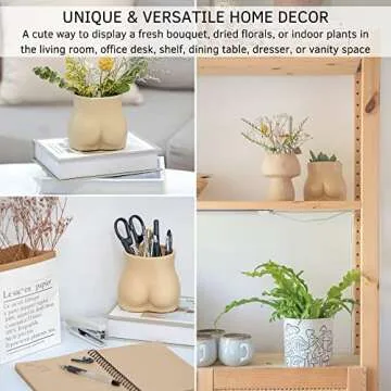 BASE ROOTS Versatile Ceramic Planter Vase - Ideal for Boho Home Decor