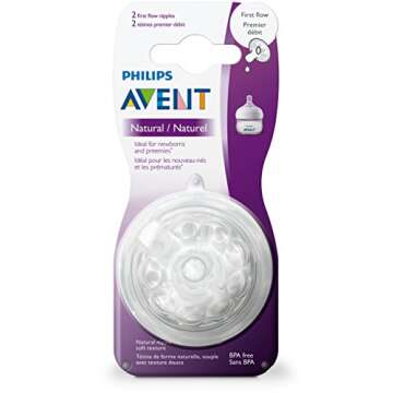 Philips Avent Natural Baby Bottle Nipples - First Flow 2 Pack