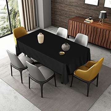 Fitable Rectangle 6 Feet Tablecloth 60x102 inch Tablecloth Stain and Wrinkle Resistant Washable Polyester Table Cloth, Decorative Fabric Table Cover for Dining Table, Buffet Parties and Camping Black