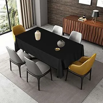 Fitable Rectangle 6 Feet Tablecloth 60x102 inch Tablecloth Stain and Wrinkle Resistant Washable Polyester Table Cloth, Decorative Fabric Table Cover for Dining Table, Buffet Parties and Camping Black