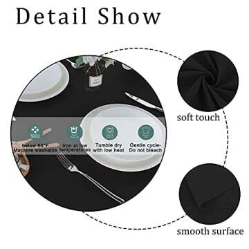 Fitable Rectangle 6 Feet Tablecloth 60x102 inch Tablecloth Stain and Wrinkle Resistant Washable Polyester Table Cloth, Decorative Fabric Table Cover for Dining Table, Buffet Parties and Camping Black