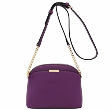 Saffiano Purple Small Dome Crossbody Bag for All Occasions