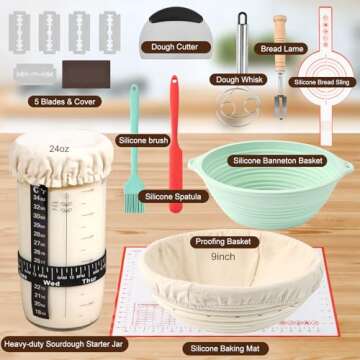 Tunyet Sourdough Bread Baking Supplies, Sourdough Starter Jar Kit with Sourdough Starter Jar,Thermom...