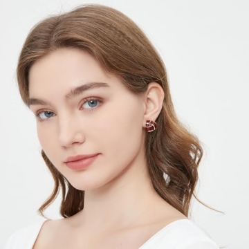 LavieLamour Red Enamel Stud Earrings Women Chic Unique Style