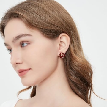 LavieLamour Red Enamel Stud Earrings Women Chic Unique Style