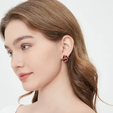 LavieLamour Red Enamel Stud Earrings Women Chic Unique Style