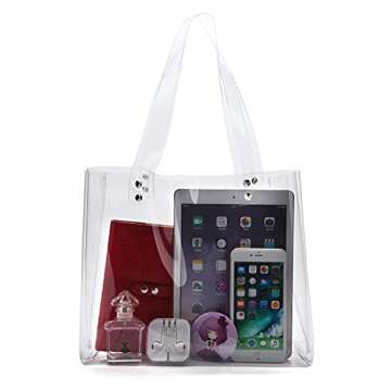 LAM GALLERY Women's PVC Clear Tote Bag for Working Beach Concert Sports Events Bag (Horizontal Style...
