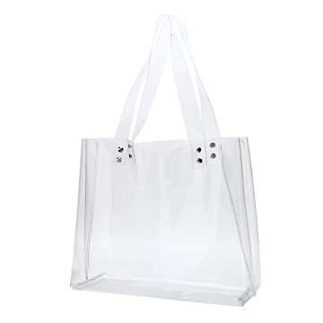 LAM GALLERY Women's PVC Clear Tote Bag for Working Beach Concert Sports Events Bag (Horizontal Style)
