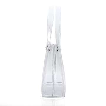 LAM GALLERY Women's PVC Clear Tote Bag for Working Beach Concert Sports Events Bag (Horizontal Style)