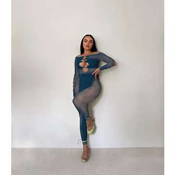 Sprifloral Women Sexy Off Shoulder Leopard Print Sheer Mesh Bodycon Pants Jumpsuits Rompers Clubwear