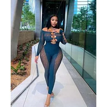 Sprifloral Women Sexy Off Shoulder Leopard Print Sheer Mesh Bodycon Pants Jumpsuits Rompers Clubwear