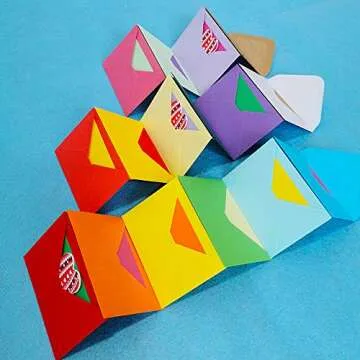 Supla 160 Sets Colorful Mini Envelopes with Blank Business Cards 16 Colors Small Notecards Quick Thank You Note Lunchbox Note Gift Note Cards Tiny Love Notes Envelopes Bulk Mini Stationery Set