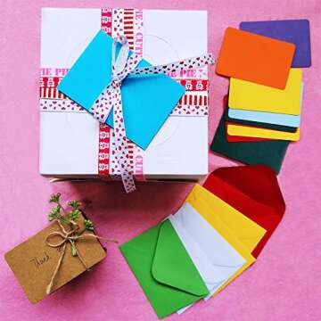 Supla 160 Sets Colorful Mini Envelopes with Blank Business Cards 16 Colors Small Notecards Quick Thank You Note Lunchbox Note Gift Note Cards Tiny Love Notes Envelopes Bulk Mini Stationery Set