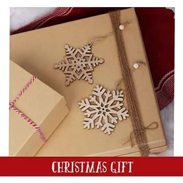 24Pcs Wooden Snowflake Ornaments for Christmas Decor