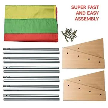 Sagler Toddler Book Shelf Organizer - Wooden Kids Book Case Storage & Magazine Rack with 5 Multicolored Nylon Fabric Shelves - Easy-to-Reach Kids Bookshelf for Nursery, Bedroom, Playroom, Classroom