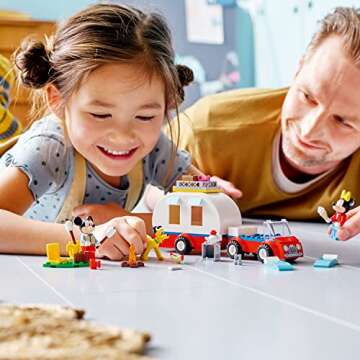 LEGO Disney Mickey Mouse and Minnie Mouse's Camping Trip 10777 Building Toy with Camper Van, Car & Pluto Figure, for Kids 4 Plus Years Old