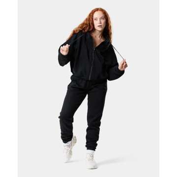 Kamo Fitness CozyTec High-Waisted Sweatpants for Women Baggy: Comfy Lounge Pants with Pockets Crafted from Soft Thick Fleece, Cuffed, Loose Fit, Tall Friendly Joggers for Fall (Black, S)