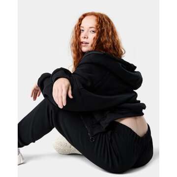 Kamo Fitness CozyTec High-Waisted Sweatpants for Women Baggy: Comfy Lounge Pants with Pockets Crafted from Soft Thick Fleece, Cuffed, Loose Fit, Tall Friendly Joggers for Fall (Black, S)