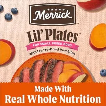 Merrick Lil’ Plates Grain Free Dry Dog Food For Small Dogs, Texas Beef And Sweet Potato Kibble With Raw Bites - 4.0 lb. Bag (Packaging May Vary)
