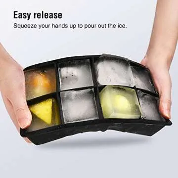 Ice Cube Trays Large Size Silicone Square Ice Cube Molds for making 8 Giant Ice Cubes for Whiskey and Cocktails, Keep Drinks Chilled, Reusable and BPA Free 2 Pack