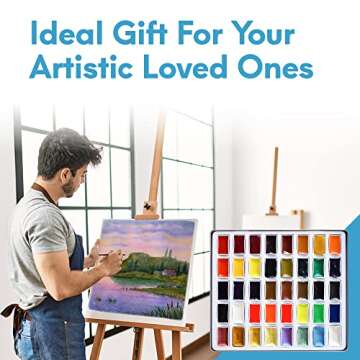 Mozart Premium Japanese Watercolor Paint Set – 40 Rich Water Color –Include Pans, Metallic & Neon Water Colors – Artist Quality– Watercolor Paint Perfect Watercolor Set for Adults, Kids Students