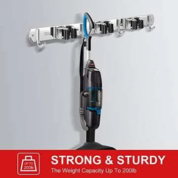 IMILLET 2 Pack Broom and Mop Holder Wall Mounted, Stainless Steel Broom Holder Mop Holder Self Adhesive Heavy Duty Hooks Storage Organizer for Home Laundry Room Garden Garage Closet Kitchen