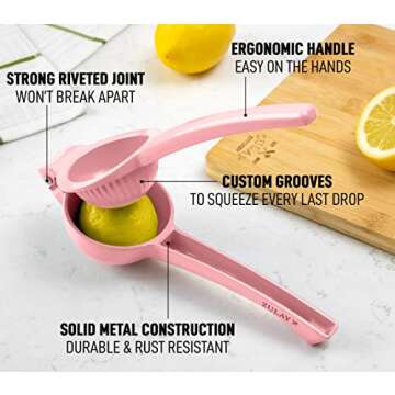 Zulay Premium Quality Metal Lemon Squeezer, Citrus Juicer, Manual Press for Extracting the Most Juic...