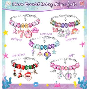 Charm Bracelet Making Kit & Unicorn/Mermaid Girl Toy- ideal Crafts for Ages 8-12 Girls who Inspire Imagination and Create Magic with Art Set and Jewelry Making Kit