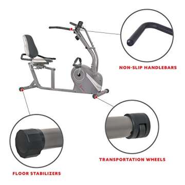 Sunny Health & Fitness Cross Trainer Magnetic Recumbent Bike with Arm Exercisers - SF-RB4936