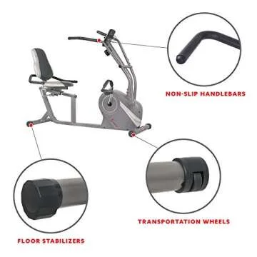 Sunny Health & Fitness Cross Trainer Magnetic Recumbent Bike with Arm Exercisers - SF-RB4936
