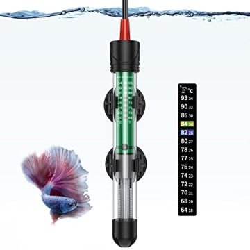 Uniclife Aquarium Heater 25W/50W/100W/200W Adjustable Submersible Heating Rod with Electronic Thermo...