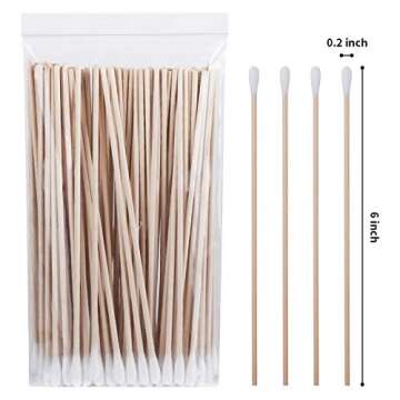 tifanso 300PCS Cotton Swabs, 6" Long Cotton Tipped Applicators with Wooden Sticks for Ears and Makeup