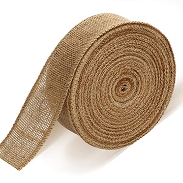 20 Yard 2 Inch Burlap Ribbon Wide Jute Ribbon Burlap Fabric Roll Natural Burlap Wired Edge Ribbon fo...
