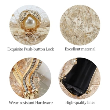 RonFoxi Gold Fluffy Tassel Clutch for Women