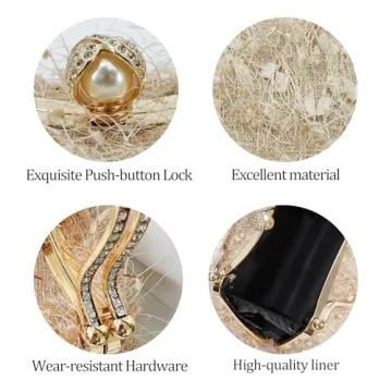 RonFoxi Gold Fluffy Tassel Clutch for Women