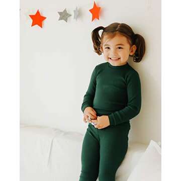 VAENAIT BABY Infant Toddler Kids Long Sleeve Modal Sleepwear Pajamas 2pcs Set Rib Knit Green XL