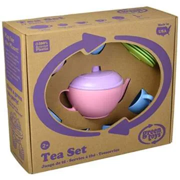 Green Toys Tea Set - Eco-Friendly 17 Piece Pretend Play Set